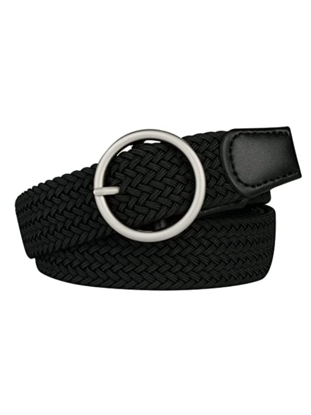 Plus Size Stretch Belt Elastic Braid Woven No Hole Adjustable Fit